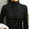 Fashionable Glass & Plastic Imitation Pearl Round Teardrop Beaded Long Necklaces for Women, Green, 39.76 inch(101cm)