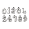 10Pcs 10 Styles 304 Stainless Steel Pendants, Number 0~9, Stainless Steel Color, 16.5~11x7~11x3~3.5mm, Hole: 1.4~1.5mm, 1pc/style