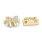 Rack Plating Brass Pave Cubic Zirconia Slide Charms, Cadmium Free & Lead Free, Long-Lasting Plated, Bowknot, Real 14K Gold Plated, 7x10x5mm, Hole: 1.4mm