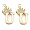 Brass Micro Pave Clear Cubic Zirconia Pendants, Cadmium Free & Lead Free, with Synthetic Opal, Real 18K Gold Plated, with Jump Ring, Letter U, 26.5~33x14~23.5x3.5~4.5mm, Hole: 4.5mm