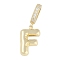 Brass Micro Pave Clear Cubic Zirconia Pendants, Long-Lasting Plated, letters, Letter F, 19x12x4.5mm, Hole: 8.5x5.5mm