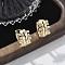 Brass Clear Cubic Zirconia Hoop Earrings, Real 18K Gold Plated, 14.5x14.5x9.5mm