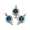 304 Stainless Steel Single Rhinestone Connector Charms, Flat Round Links, Stainless Steel Color, Light Sapphire, 12x6.5x4mm, Hole: 2mm