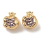 Brass Micro Pave Clear Cubic Zirconia Charms, Nickel Free, Real 18K Gold Plated, Oval, Lavender, 10.5x9.5x6.5mm, Hole: 1.5mm