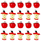 40Pcs 2 Styles Teachers' Day Resin Pendants, Apple & Apple Core Charms, with Platinum Tone Iron Loops, Red, 15~32x15~22x12~20mm, Hole: 1.8~2mm, 20pcs/style