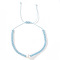 Minimalist Adjustable Polyester Cord Braided Bracelets, Imitation Pearl Bead Jewelry for Women, Light Sky Blue, Inner Diameter: 11 inch(28cm)