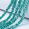 Electroplate Glass Beads Strands, AB Color Plated, Faceted, Rondelle, Green, 2.3~2.7x2mm, Hole: 0.4mm, about 144~150pcs/strand, 28~29cm