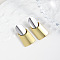 Brass Dangle Stud Earrings, Two Tone Oval with Rectangle, Platinum & Golden, 43x21mm