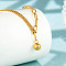Stainless Steel Round Ball Pendant Necklace, with Curb & Paperclip Chains, Golden, 16.73 inch(42.5cm)