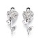 Alloy Rhinestone Pendants, UV Plating, Flower, Platinum, 24.8x10x4mm, Hole: 1.6~1.8mm