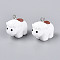 Opaque Resin Pendants, with Platinum Plated Iron Loops, Horse, White, 17.5~18.5x21x10mm, Hole: 2mm