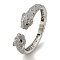 Brass Pave Clear & Green Cubic Zirconia Leopard Open Cuff Bangle for Women, Platinum, Inner Diameter: 2-1/8x2-1/4 inch(5.3x5.55cm)