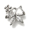 Rack Plating Brass Micro Pave Cubic Zirconia Charms, Cadmium Free & Nickel Free & Lead Free, Long-Lasting Plated, Bowknot, Platinum, 9.5x9.5x4mm, Hole: 1.5mm