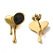 Ion Plating(IP) 304 Stainless Steel Heart Stud Earrings, wtih Enamel, Real 18K Gold Plated, 21.5x14mm