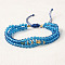 Bohemian Style Glass Beaded Braided Bead Bracelets, Multi-strand Layed Bracelets for Women, Faceted, Royal Blue