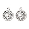 Tibetan Style Alloy Pendants, Cadmium Free & Lead Free, Flat Round and Sun, Antique Silver, 20x16x2mm, Hole: 1.5mm