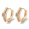 Rack Plating Brass Micro Pave Cubic Zirconia Hoop Earrings, Flower, Light Gold, 17x5mm
