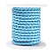 Braided Cowhide Leather Cord, Leather Rope String for Bracelets, with Cotton Thread inside, Light Sky Blue, 4mm, about 5.46 yards(5m)/roll