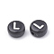 Opaque Acrylic Beads, Horizontal Hole, Alphabet Style, Flat Round, Letter.L, 7x4mm, Hole: 1.5mm, about 3700pcs/500g