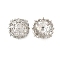 Flower Brass Clear Cubic Zirconia Bead Caps, Long-Lasting Plated, Cadmium Free & Lead Free, Rack Plating, Platinum, 20x20x7mm, Hole: 2.6mm