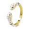 Brass Pave Green Cubic Zirconia Leopard Open Cuff Bangle for Women, with Enamel, Real 18K Gold Plated, Inner Diameter: 2-1/8x2-1/8 inch(5.3x5.4cm)