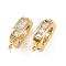 Oval Brass Micro Pave Clear Cubic Zirconia Fold Over Clasps, Rack Plating, Long-Lasting Plated, Lead Free & Cadmium Free, Real 18K Gold Plated, 10.5x6.5x3mm, Hole: 1.2mm