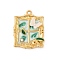 304 Stainless Steel Pendants, with Enamel, Resin and Rhinestone Finding, Ion Plating(IP), Real 18K Gold Plated, Butterfly, Rectangle, 26x20x5mm, Hole: 1.8mm