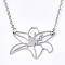 Non-Tarnish 201 Stainless Steel Pendant Necklaces, with Cable Chains, Flower, Stainless Steel Color, 17.5 inch(44.5cm), 2mm, flower: 21x26x1mm