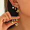 Stainless Steel Hoop Earring Sets, Butterfly & Heart & Round, Golden, 12~9x14~6mm