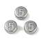 Anti-Tarnish 304 Stainless Steel Beads, Flat Round with Number 5, Stainless Steel Color, 7x3.8mm, Hole: 1.8mm