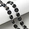 Natural Tourmaline Beads Strands, Faceted Hexagonal Cut, Flat Round, with Seed Beads, 10~10.5x5.5mm, Hole: 0.7mm, about 32pcs/strand, 15.35 inch(39cm)
