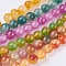 Two Tone Natural White Jade Bead Strands, Dyed, Round, Mixed Color, 8mm, Hole: 1mm, about 48pcs/strand, 14.9 inch