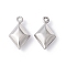 Non-Tarnish 304 Stainless Steel Pendants, Rhombus, Stainless Steel Color, 15x9.5x4.5mm, Hole: 1mm