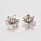 3D Brass Bead Caps, Flower, Multi-Petal, Platinum, Tray: 5mm, 16x6.5mm, Hole: 0.8mm