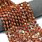 Natural Red Jasper Beads Strands, Faceted Hexagonal Cut, Flat Round, with Seed Beads, 8~8.5x5mm, Hole: 0.8mm, about 36pcs/strand, 15.16''~15.24''(38.5~38.7cm)