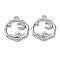 Brass with Clear Cubic Zirconia Pendants, Cadmium Free & Nickel Free & Lead Free, Polygon with Star & Moon Pattern, Real Platinum Plated, 16x14.5x1.5mm, Hole: 1.4mm