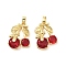 Brass Micro Pave Cubic Zirconia Pendants, Cadmium Free & Lead Free, Cherry, Real 18K Gold Plated, 22x15.5x9mm, Hole: 5x3mm