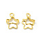Brass Charms, Cadmium Free & Lead Free, Star Charm, Real 24K Gold Plated, 12.5x9.5x7.5mm, Hole: 2mm