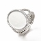 Non-Tarnish 304 Stainless Steel Open Cuff Ring Settings, Oval, Stainless Steel Color, US Size 7(17.3mm), Tray: 16x12mm