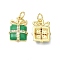 Brass with Clear Cubic Zirconia Enamel Pendants, Cadmium Free & Lead Free, Rack Plating, Christmas Theme, Gift, Real 18K Gold Plated, 16x11x2mm, Hole: 3mm