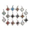 Natural & Synthetic Mixed Gemstone Pendants, Rhombus Charms with Brass Findings, Rack Plating, Platinum, Mixed Dyed and Undyed, 35.5x27x7.5mm, Hole: 8.5x4.5mm