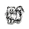 Non-Tarnish 201 Stainless Steel Brooches, Cat, Stainless Steel Color, 40x38x1.5mm, Pin: 0.6mm