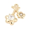 Brass Micro Pave Cubic Zirconia Pendants, Flower, Golden, Golden, 15.5x13x6mm, Hole: 1.4mm
