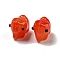 Handmade Transparent Glass Beads, Hand Drawn Beads, with Enamel, Elephant, Orange Red, 11x9.5x14.5mm, Hole: 1.2~1.4mm