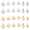 24Pcs 12 Style Rack Plating Brass Pendants, Long-Lasting Plated, Flower & Leaf & Flat Round, Mixed Color, 16~25x10.5~15x0.5~1mm, Hole: 1~1.2mm, 2pcs/style