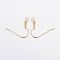 304 Stainless Steel Earring Hooks, Ear Wire, with Horizontal Loop, Real 18K Gold Plated, 20~21x24~26x3mm, Hole: 2mm, 20 Gauge, Pin: 0.8mm