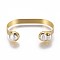Brass Cuff Bangles, with Natural Pearl, Golden, 1-5/8 inch~1-3/4 inchx2-5/8 inch~2-7/8 inch(4~4.5x6.8~7.3cm)
