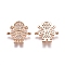 Brass Micro Pave Cubic Zirconia Links connectors, Girl, Clear, Rose Gold, 15x15x1.9mm, Hole: 1mm