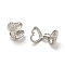 Heart Rack Plating Brass Micro Pave Clear Cubic Zirconia Hoop Earrings, Cadmium Free & Lead Free, Platinum, 11.5x12.5x13.5mm