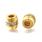 Brass Micro Pave Clear Cubic Zirconia Beads, Barrel, Golden, 8x8mm, Hole: 3.5mm